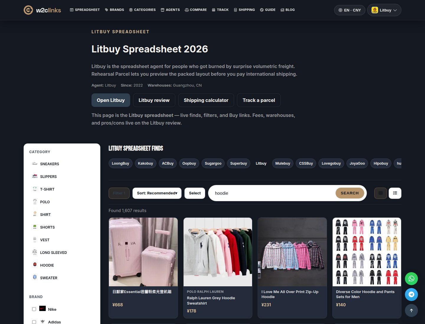 Hoodie-Suche im LitBuy-Katalog auf w2clinks